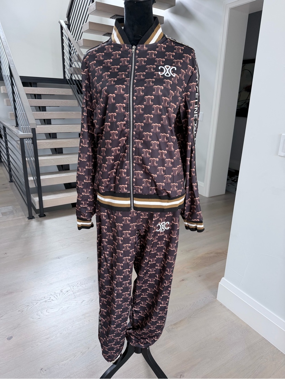 Brown Monogram Track Jacket & Pants Set size XL